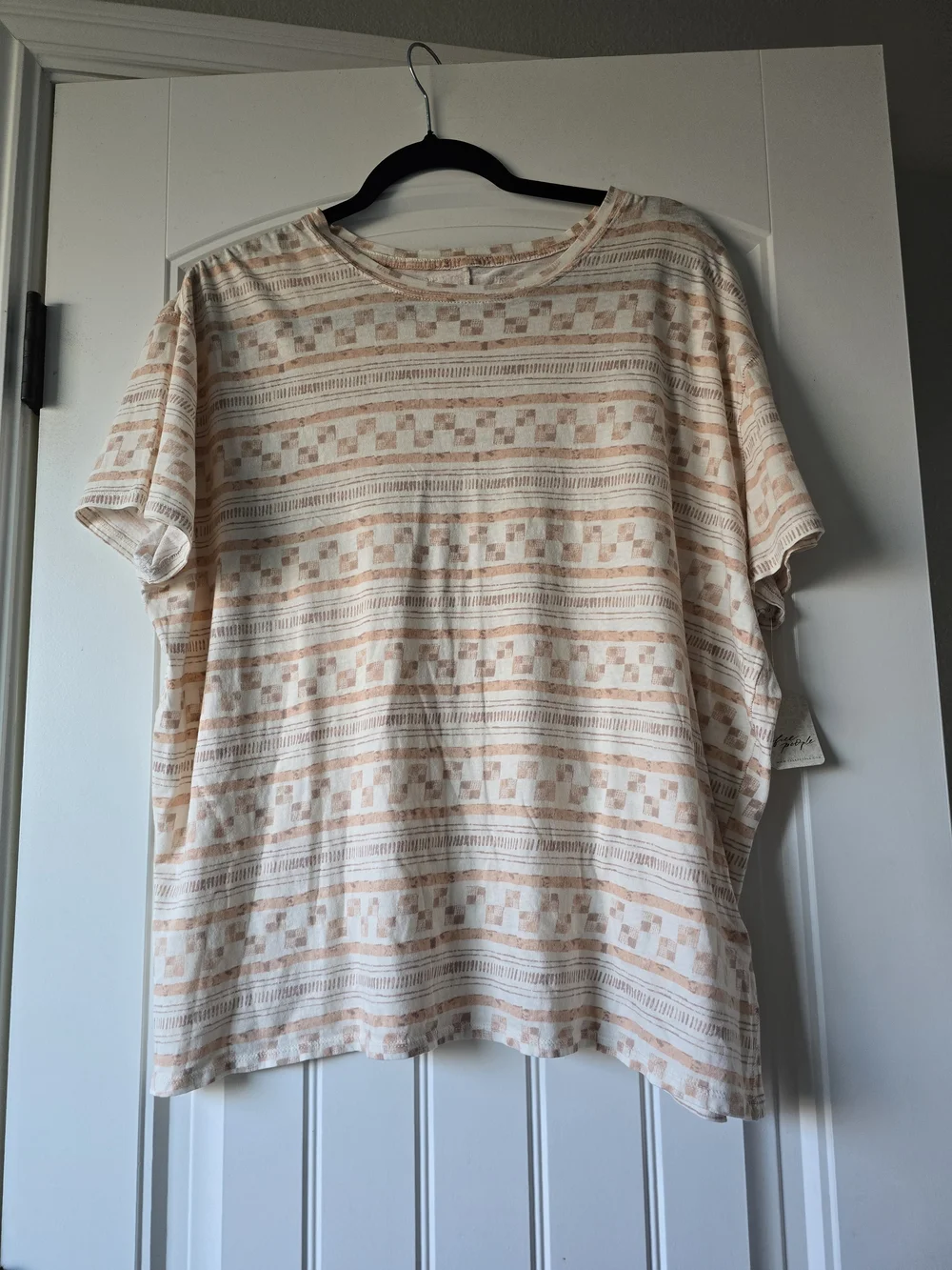 Nwt Free People Nina Oversized Tee S Beige Boho Festival Slouchy Tee - Picture 3 of 14